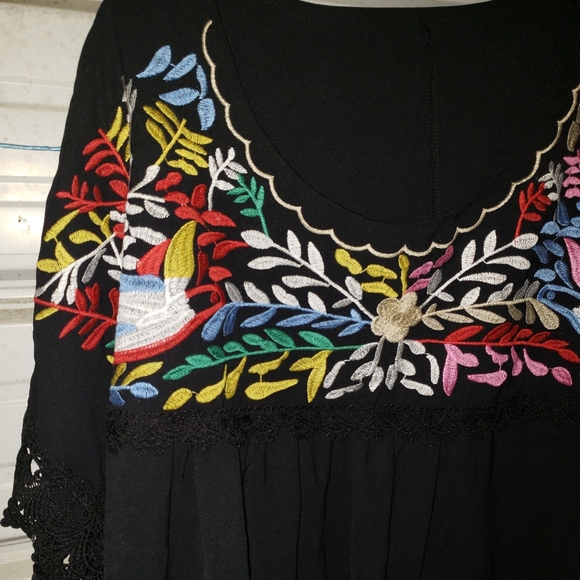 Shein curve Plus Size 4X Black embroidered blouse top shirt crochet - Picture 4 of 8